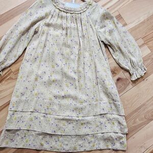 Zara Floral Kids Dress - Cream and Purple